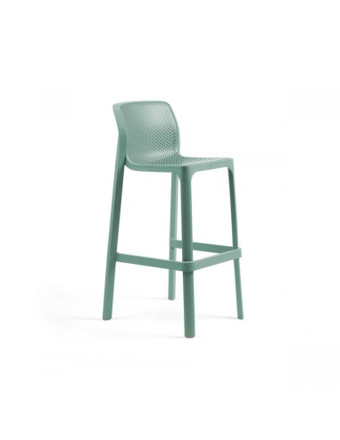 Chaise haute en résine NET vert salice renforcé fibre de verre assise et dossier ajourés