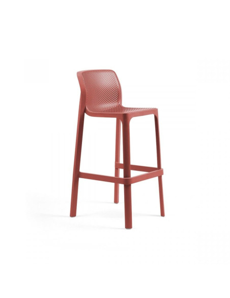 Chaise haute en résine NET corail renforcé fibre de verre assise et dossier ajourés