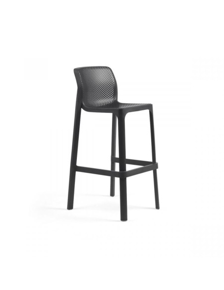 Chaise haute en résine NET anthracite renforcé fibre de verre assise et dossier ajourés