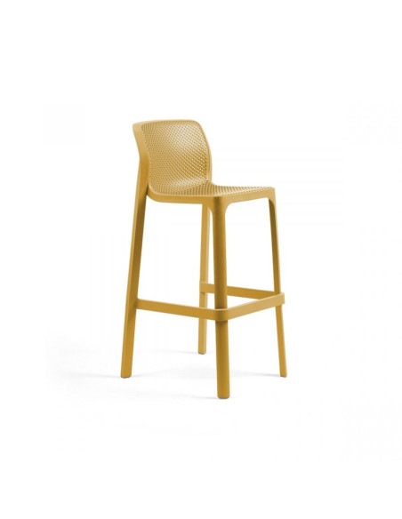 Chaise haute en résine NET ambre renforcé fibre de verre assise et dossier ajourés