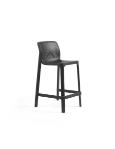Chaise haute mini en résine NET anthracite renforcé fibre de verre assise et dossier ajourés