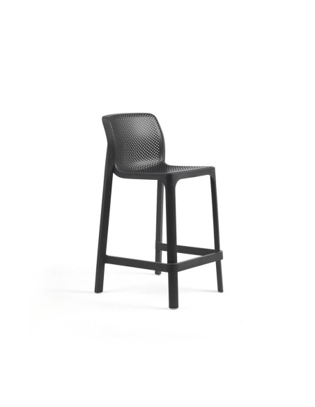 Chaise haute mini en résine NET anthracite renforcé fibre de verre assise et dossier ajourés