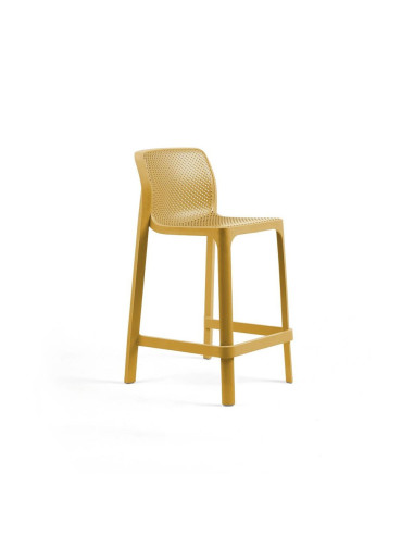 Chaise haute mini en résine NET ambre renforcé fibre de verre assise et dossier ajourés