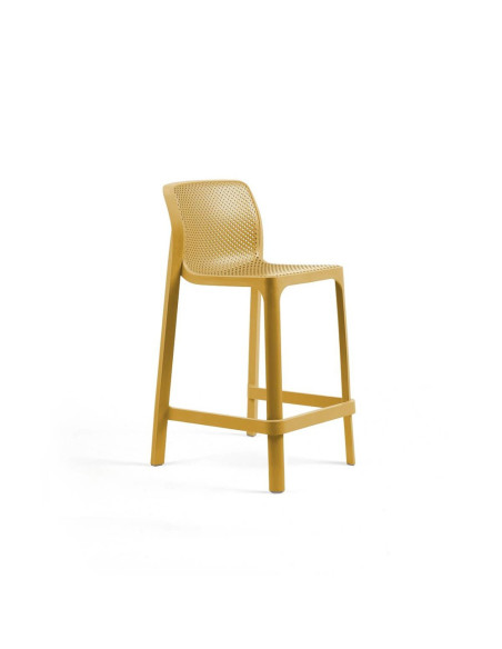 Chaise haute mini en résine NET ambre renforcé fibre de verre assise et dossier ajourés