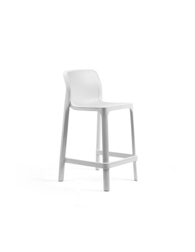 Chaise haute mini en résine NET blanc renforcé fibre de verre assise et dossier ajourés