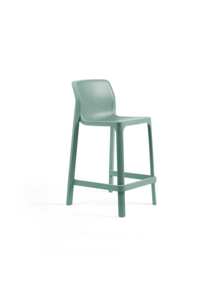 Chaise haute mini en résine NET vert salice renforcé fibre de verre assise et dossier ajourés