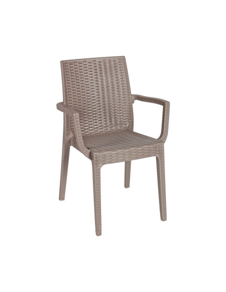 Fauteuil en résine DAFNE taupe tressée