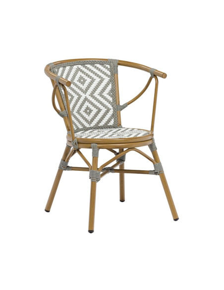 Bridge en aluminium rotin MOSLEY assise et dossier tressage wicker bicolore white / dove grey