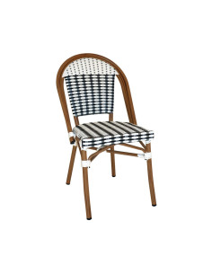 Chaise en aluminium rotin CANCALE tressage wicker bicolore black/white