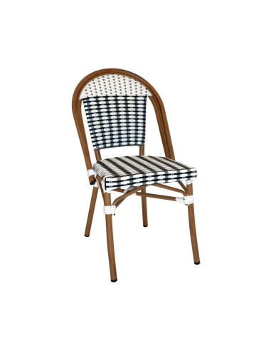 Chaise en aluminium rotin CANCALE tressage wicker bicolore black/white
