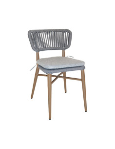 Chaise en aluminium naturel NORDIC tressage rope dark grey coussin d'assise