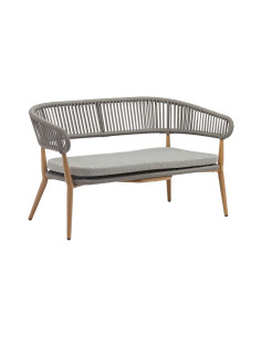 Banquette basse en aluminium naturel NORDIC tressage rope dark grey coussin d'assise