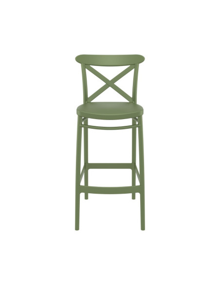 Chaise haute en résine CROSS vert olive