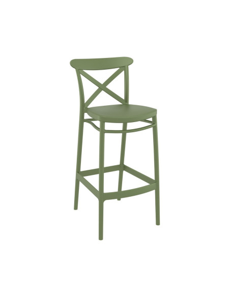 Chaise haute en résine CROSS vert olive