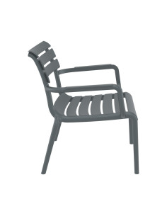 Fauteuil bas en résine PARIS dark grey renforcé fibre de verre 2