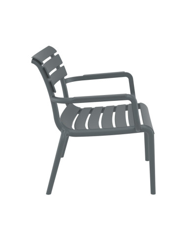 Fauteuil bas en résine PARIS dark grey renforcé fibre de verre