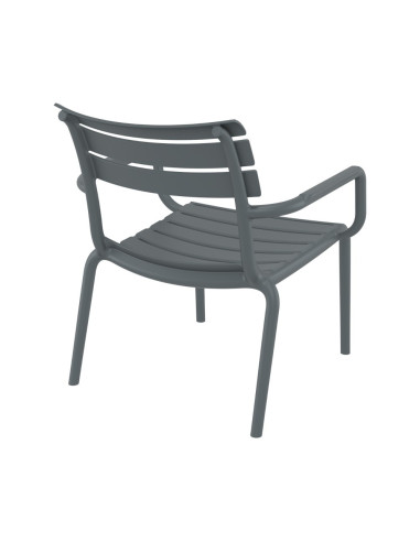Fauteuil bas en résine PARIS dark grey renforcé fibre de verre