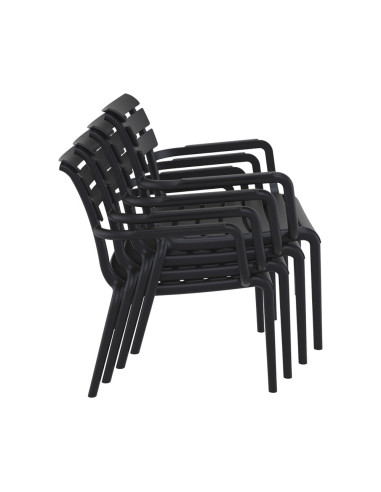 Fauteuil bas en résine PARIS noir renforcé fibre de verre