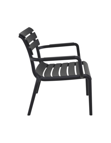 Fauteuil bas en résine PARIS noir renforcé fibre de verre
