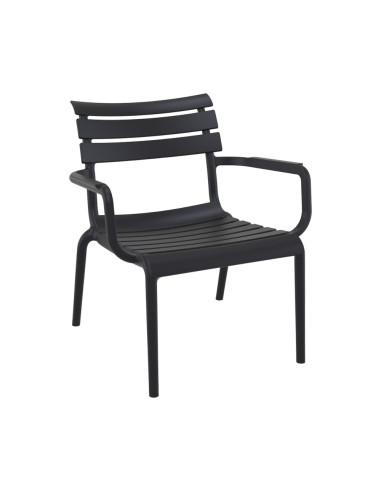 Fauteuil bas en résine PARIS noir renforcé fibre de verre