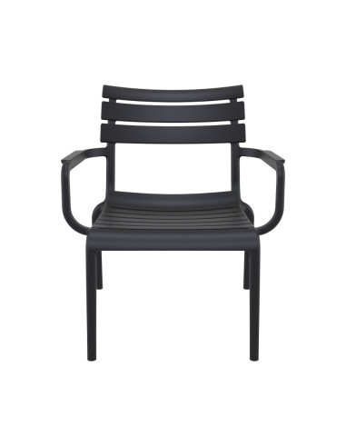 Fauteuil bas en résine PARIS noir renforcé fibre de verre