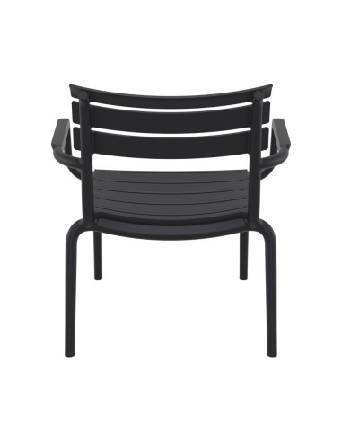 Fauteuil bas en résine PARIS noir renforcé fibre de verre