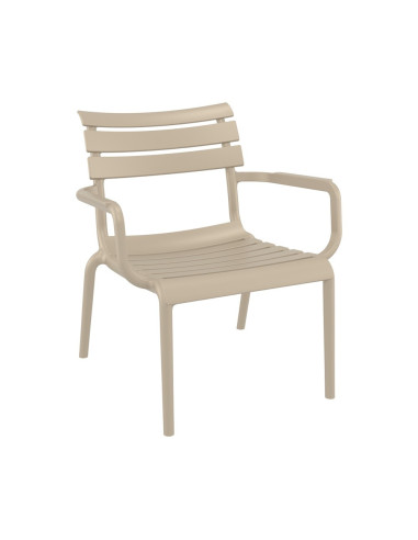 Fauteuil bas en résine PARIS taupe renforcé fibre de verre
