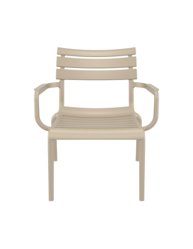 Fauteuil bas en résine PARIS taupe renforcé fibre de verre