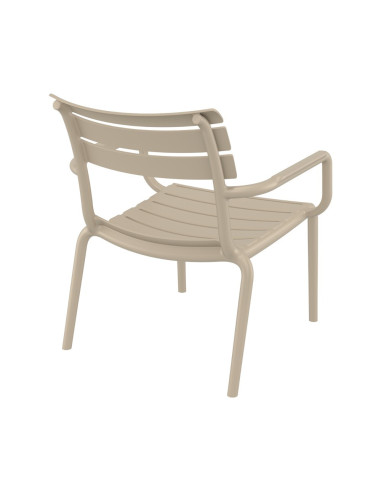 Fauteuil bas en résine PARIS taupe renforcé fibre de verre