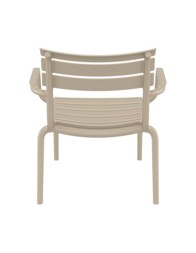 Fauteuil bas en résine PARIS taupe renforcé fibre de verre