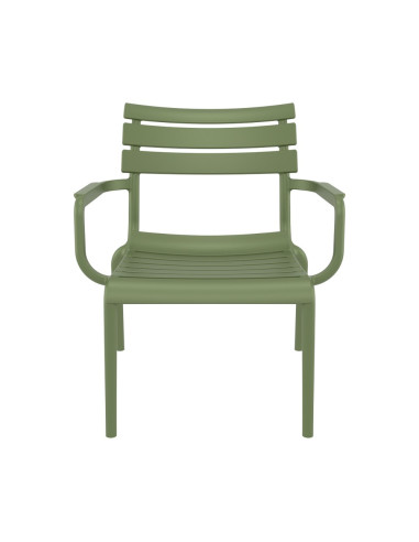 Fauteuil bas en résine PARIS vert olive renforcé fibre de verre