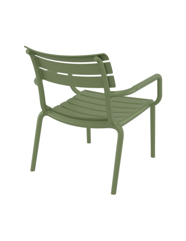 Fauteuil bas en résine PARIS vert olive renforcé fibre de verre