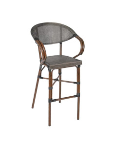 Fauteuil haut en aluminium MODENE brown assise et dossier textylène