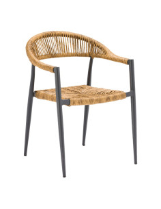 Fauteuil en aluminium gris SANTANA tressage wicker bleu marine 2