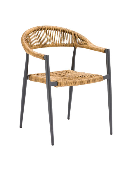 Fauteuil en aluminium gris SANTANA tressage wicker naturel