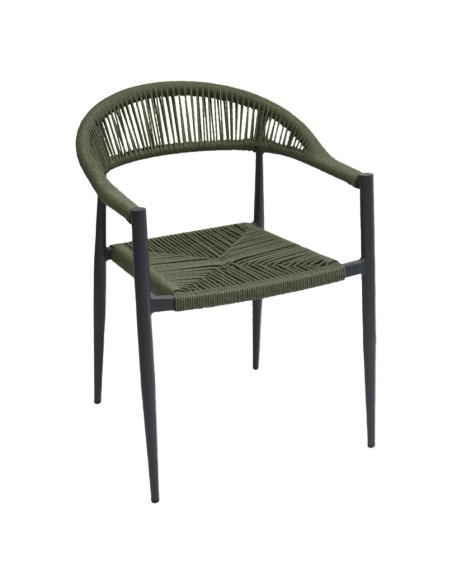 Fauteuil en aluminium gris SANTANA tressage vert tilleul