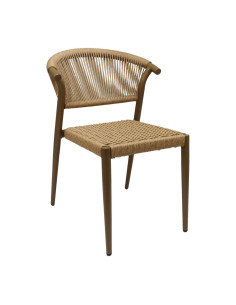 Chaise en aluminium wood walnut PHUKET assise et dossier tressage corde nature 1