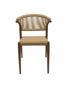 Chaise en aluminium wood walnut PHUKET assise et dossier tressage corde nature 1 2
