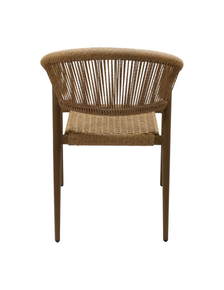 Fauteuil en aluminium wood walnut PHUKET assise et dossier tressage corde nature 6