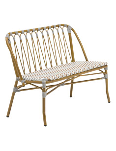 Banc en aluminium wood naturel HERMAN assise tressage wicker