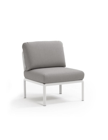 Chauffeuse en résine KOMODO blanc renforcé en fibre de verre avec coussin grigio