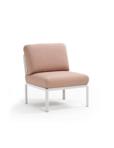 Chauffeuse en résine KOMODO blanc renforcé en fibre de verre avec coussin rosa