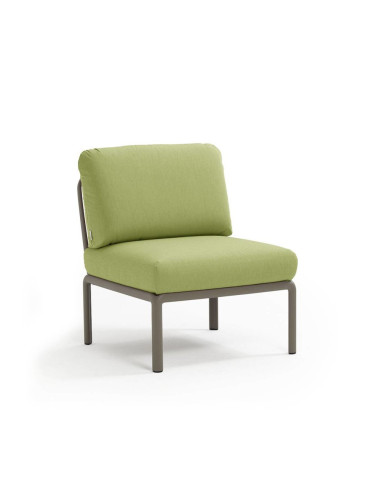 Chauffeuse en résine KOMODO taupe renforcé en fibre de verre avec coussin avocado