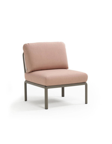 Chauffeuse en résine KOMODO taupe renforcé en fibre de verre avec coussin rosa