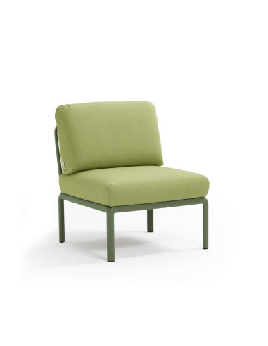 Chauffeuse en résine KOMODO vert agave renforcé en fibre de verre avec coussin avocado