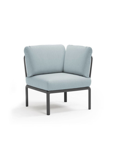 Chauffeuse d'angle en résine KOMODO anthracite renforcé en fibre de verre avec coussin ghiaccio