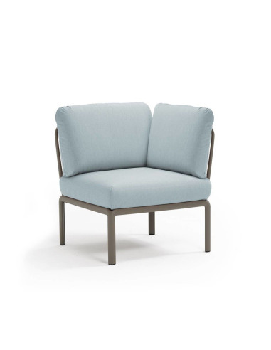 Chauffeuse d'angle en résine KOMODO taupe renforcé en fibre de verre avec coussin ghiaccio