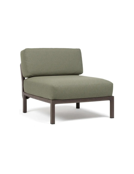 Chauffeuse en résine MAXIMO sans accoudoir renforcé fibre de verre avec coussin structure coloris terra coussin timo