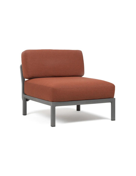 Chauffeuse en résine MAXIMO sans accoudoir renforcé fibre de verre avec coussin structure coloris basalto coussin cannella