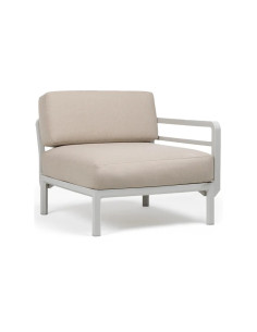 Chauffeuse en résine MAXIMO avec 1 accoudoir renforcé fibre de verre avec coussin perla structure gesso